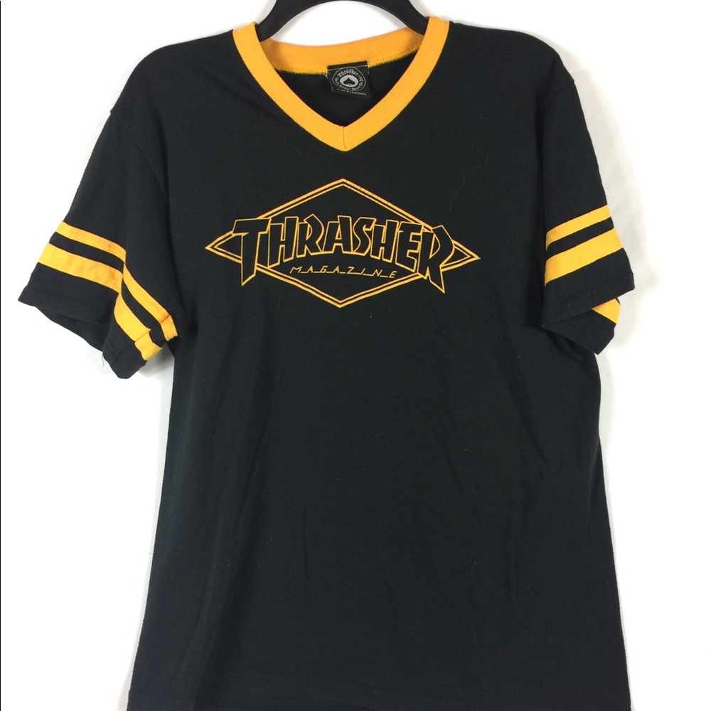 Men’s vintage thrasher V-neck t shirt